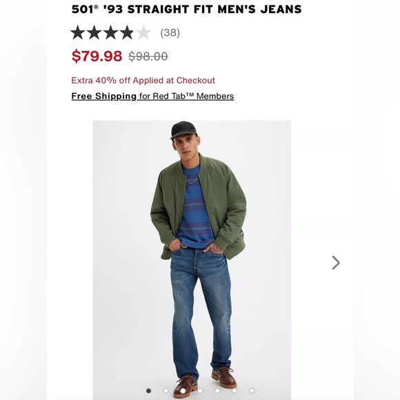 501 ‘93 straight fit men’s jeans   dark wash - Picture 6 of 6